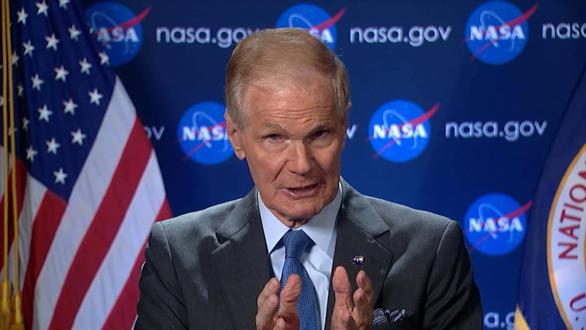 Blue Aesthetic Bill Nelson Speaking For Nasa Background