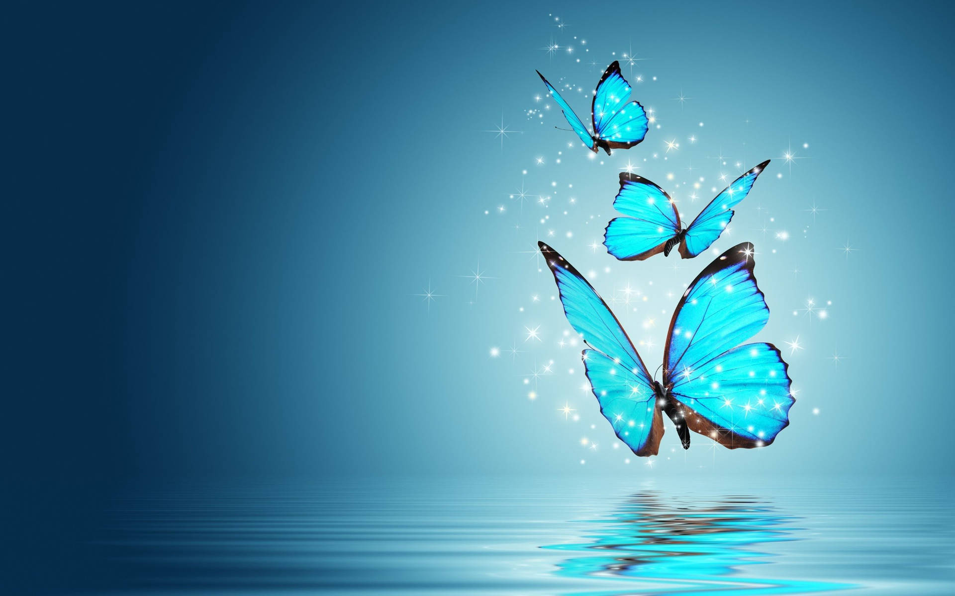 Blue Aesthetic Butterflies On Water For Computer Background