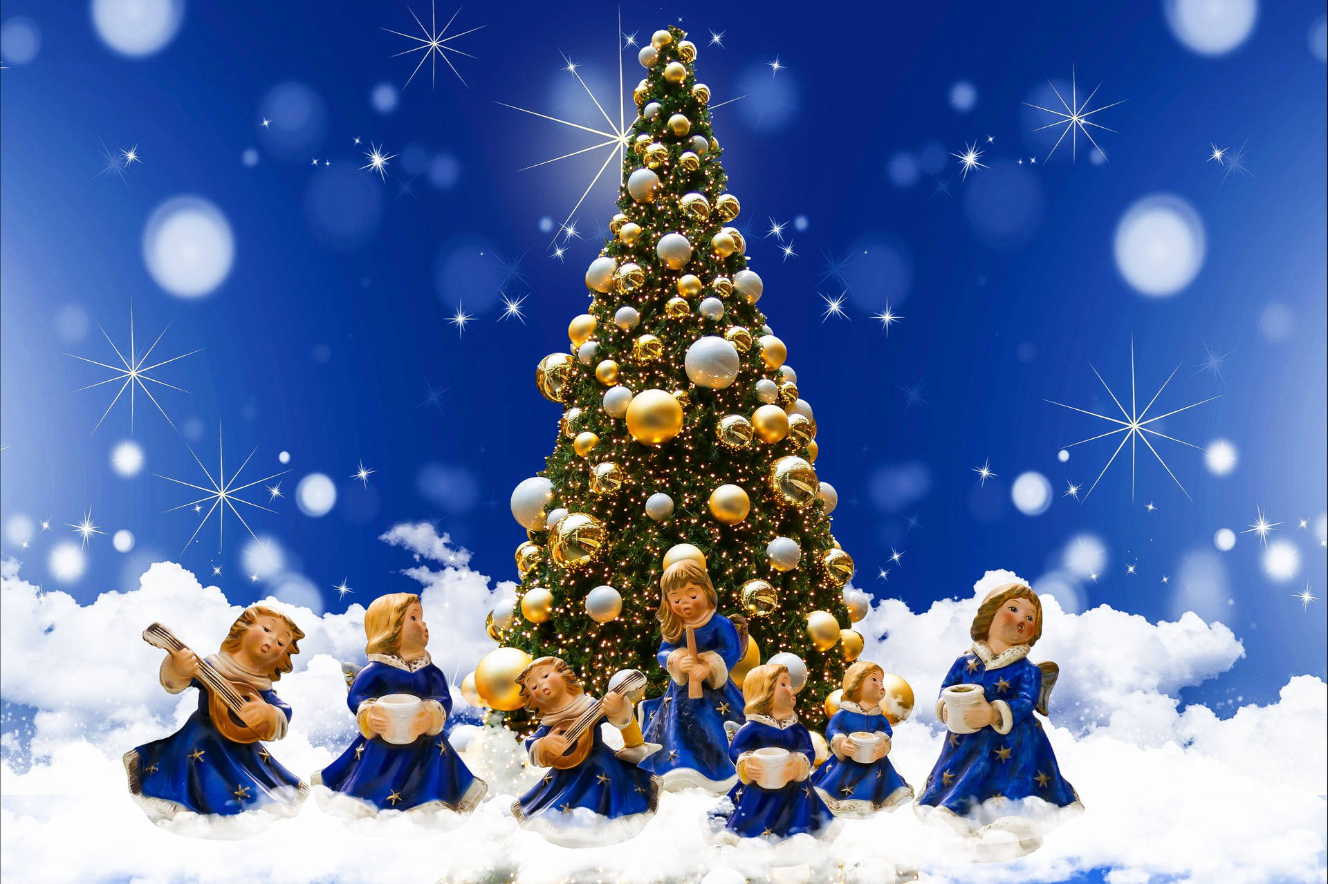 Blue Aesthetic Christmas Angels