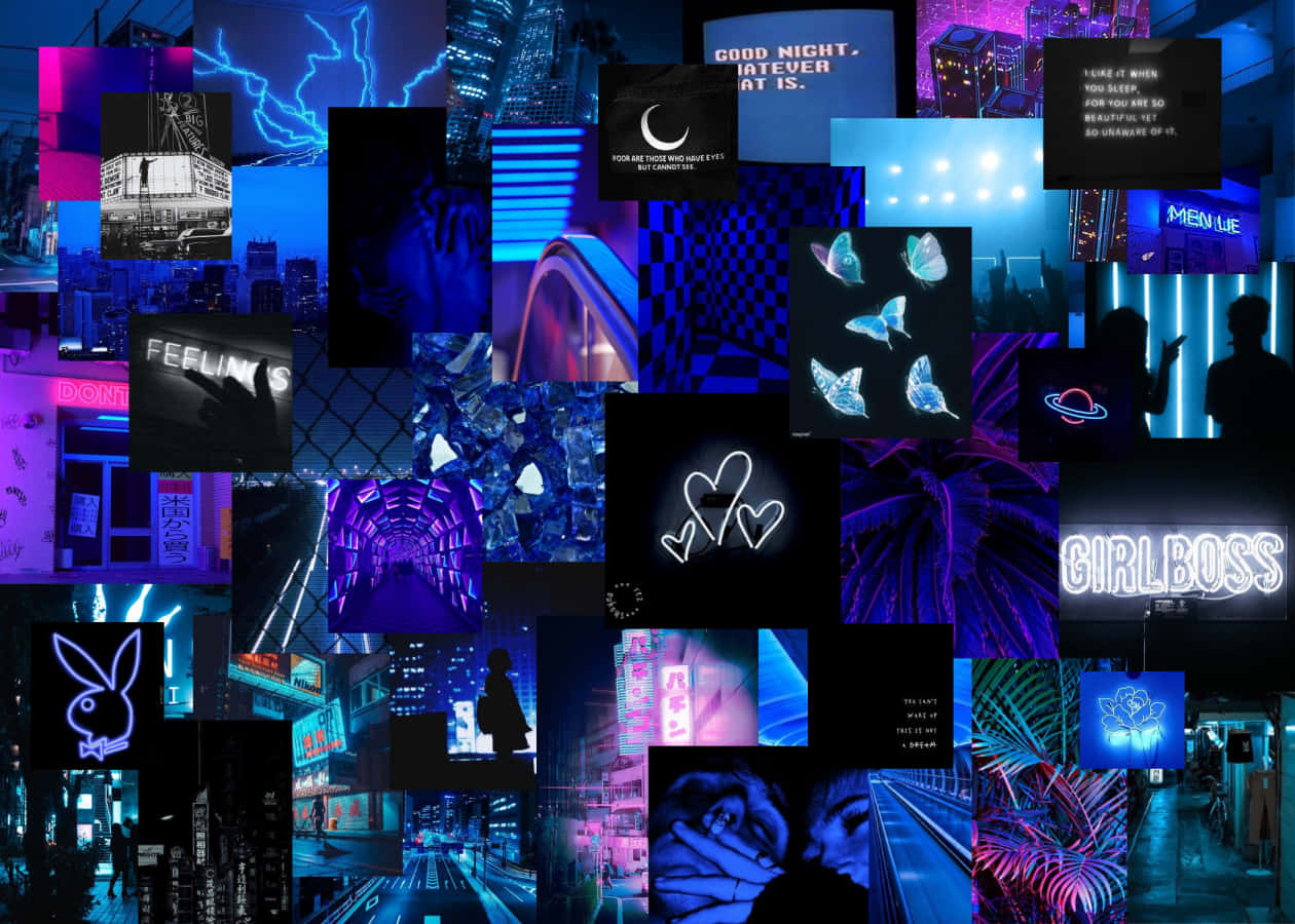 Blue Aesthetic Collage Background