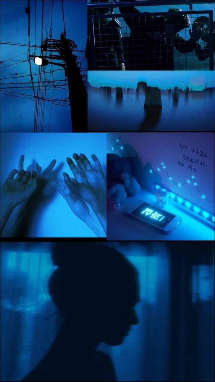 Blue Aesthetic Collage Phone Background
