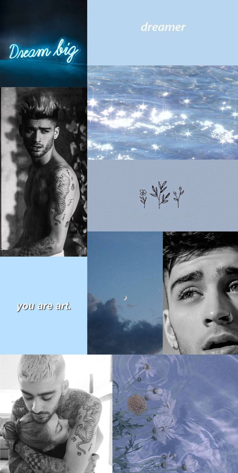 Blue Aesthetic Collage Zayn Iphone Background