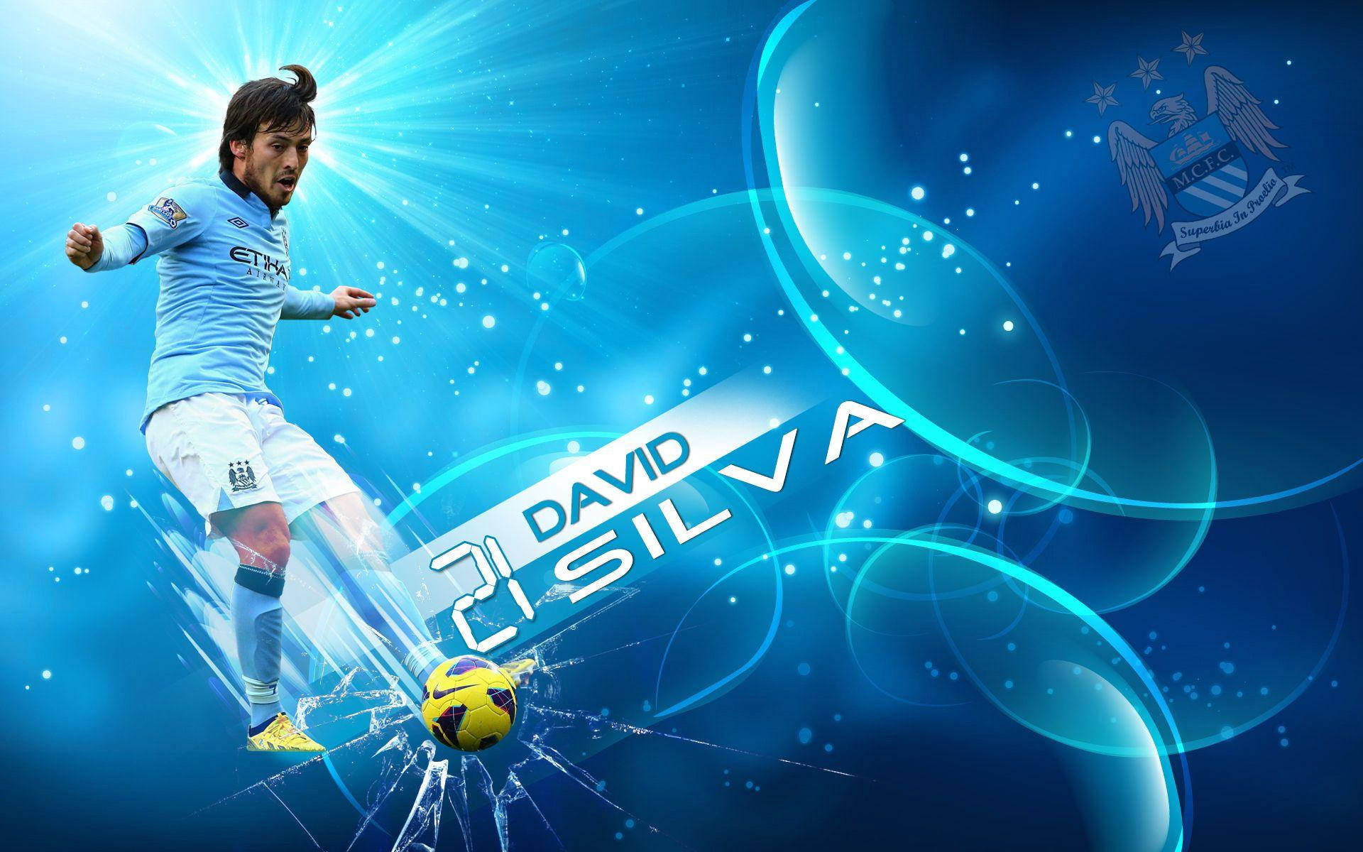 Blue Aesthetic David Silva From Manchester City Fc Background