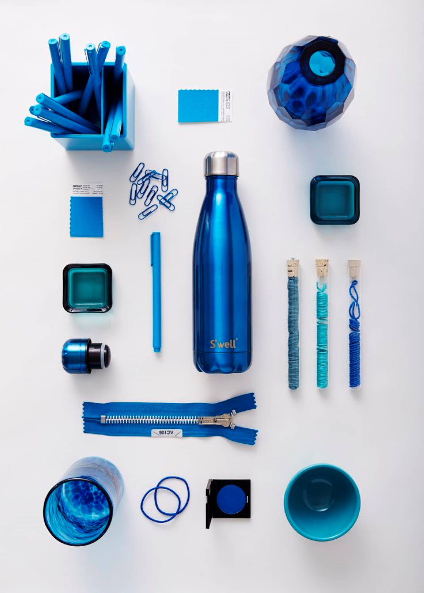 Blue Aesthetic Flat Lay Background