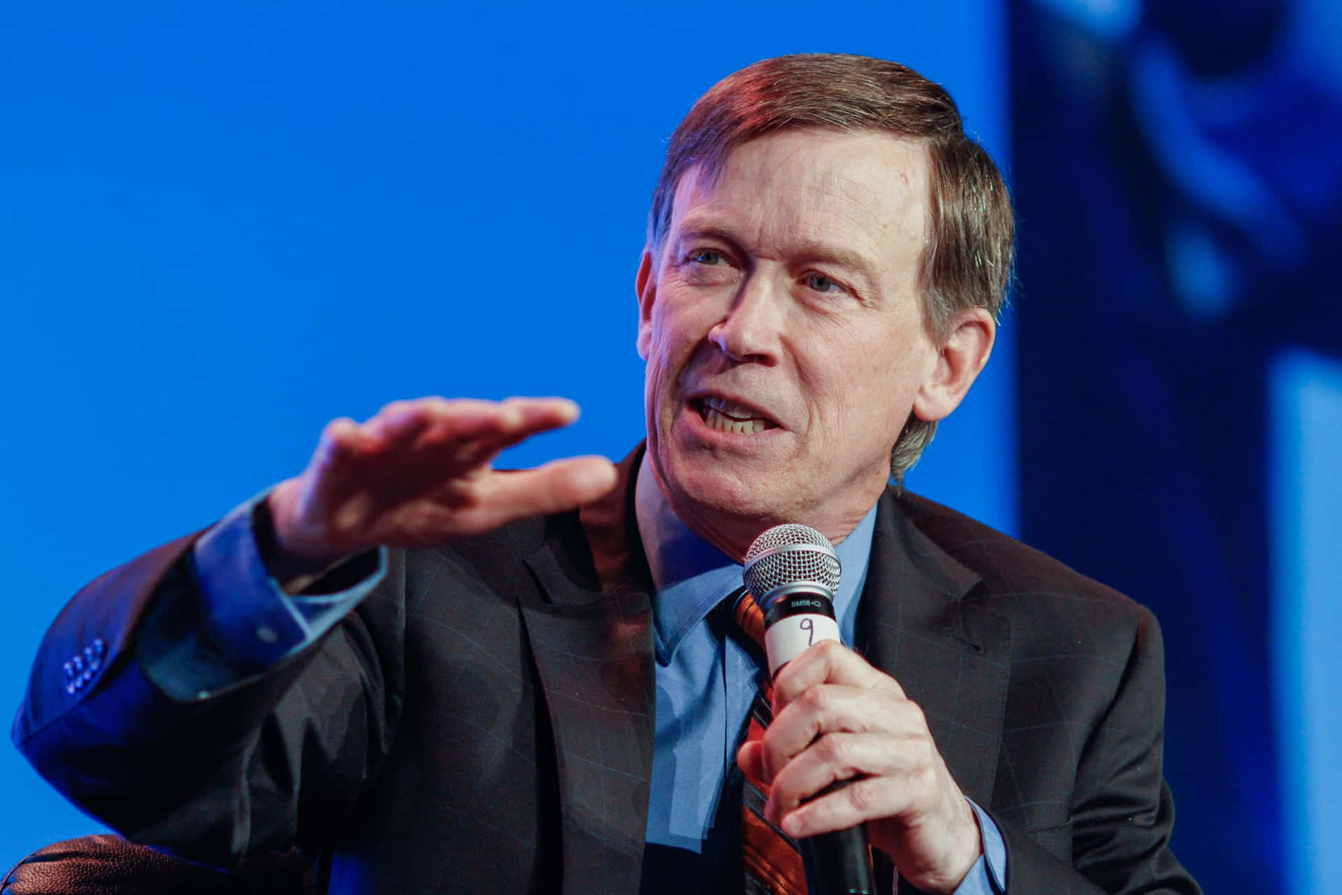 Blue Aesthetic John Hickenlooper With Microphone