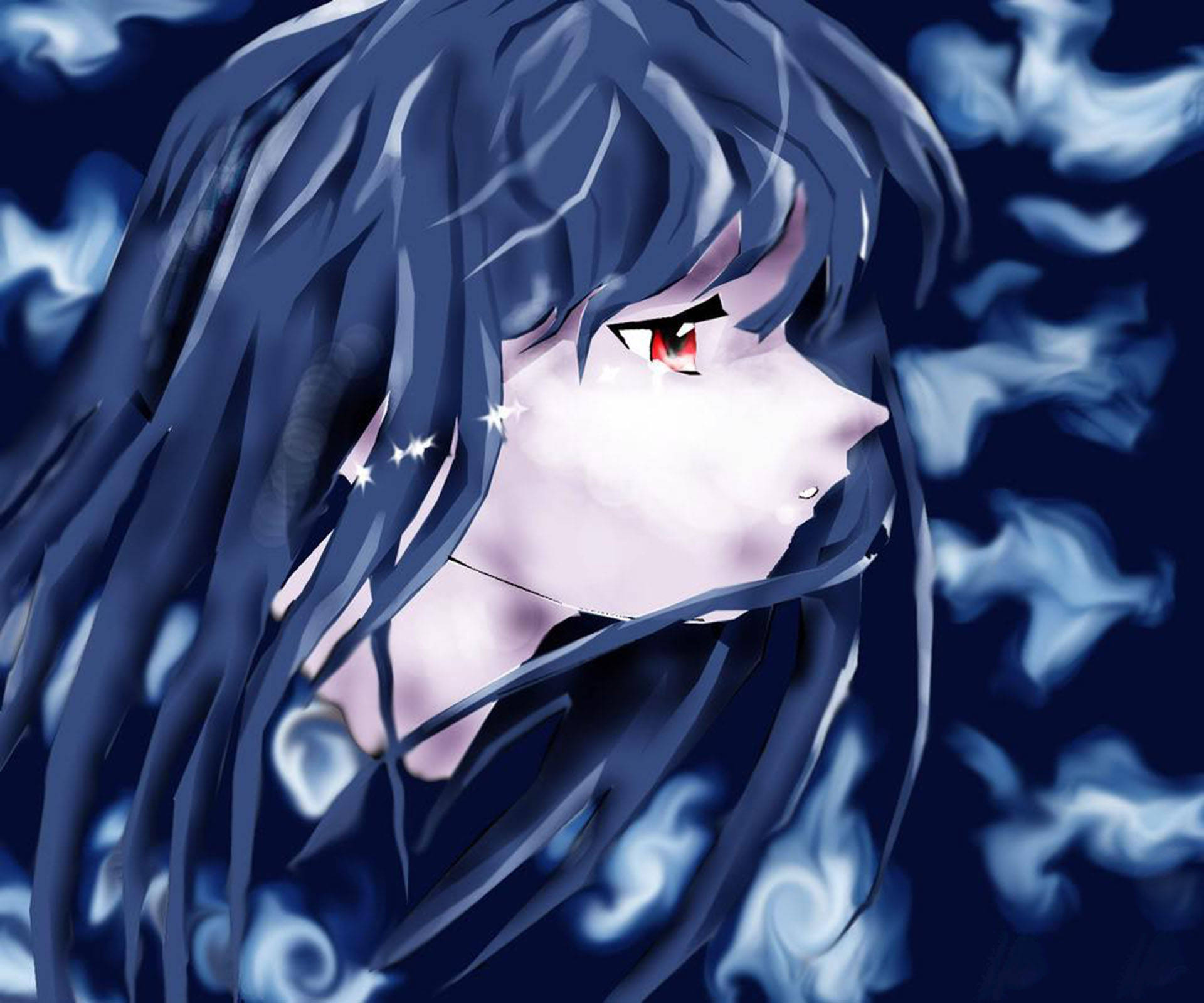 Blue Aesthetic Sad Drawing Background