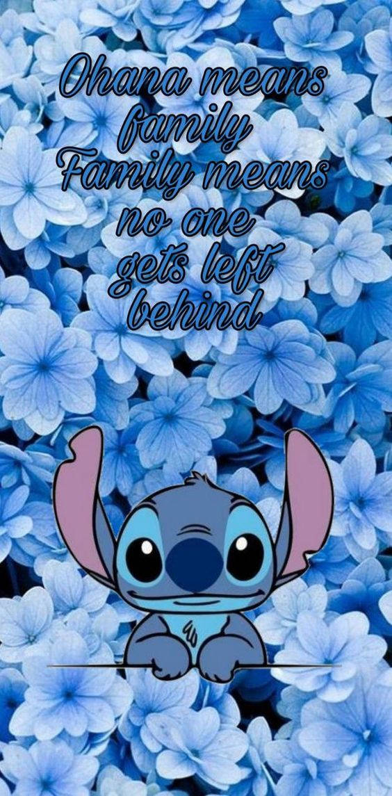 Blue Aesthetic Stitch Ohana Quote Background