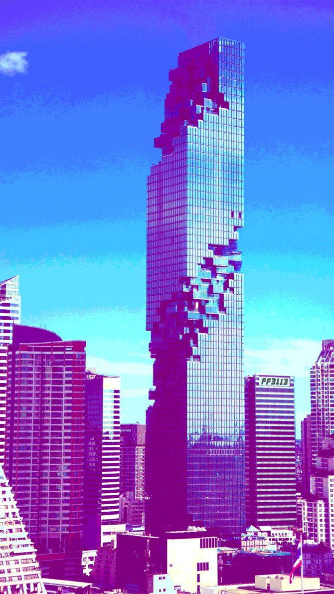 Blue Aesthetic Tall Modern Buildings Background