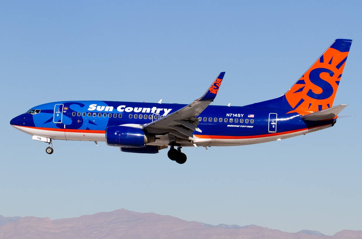 Blue Aircraft Boeing 737 Sun Country Background