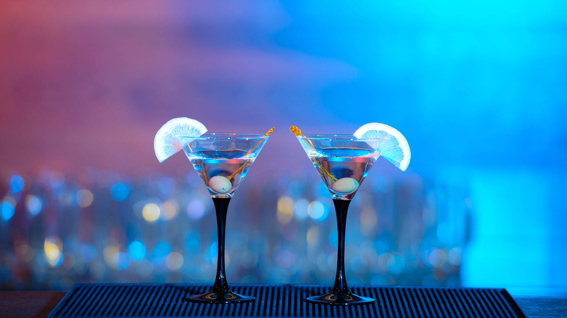 Blue Alcohol Cocktail On Bar Background