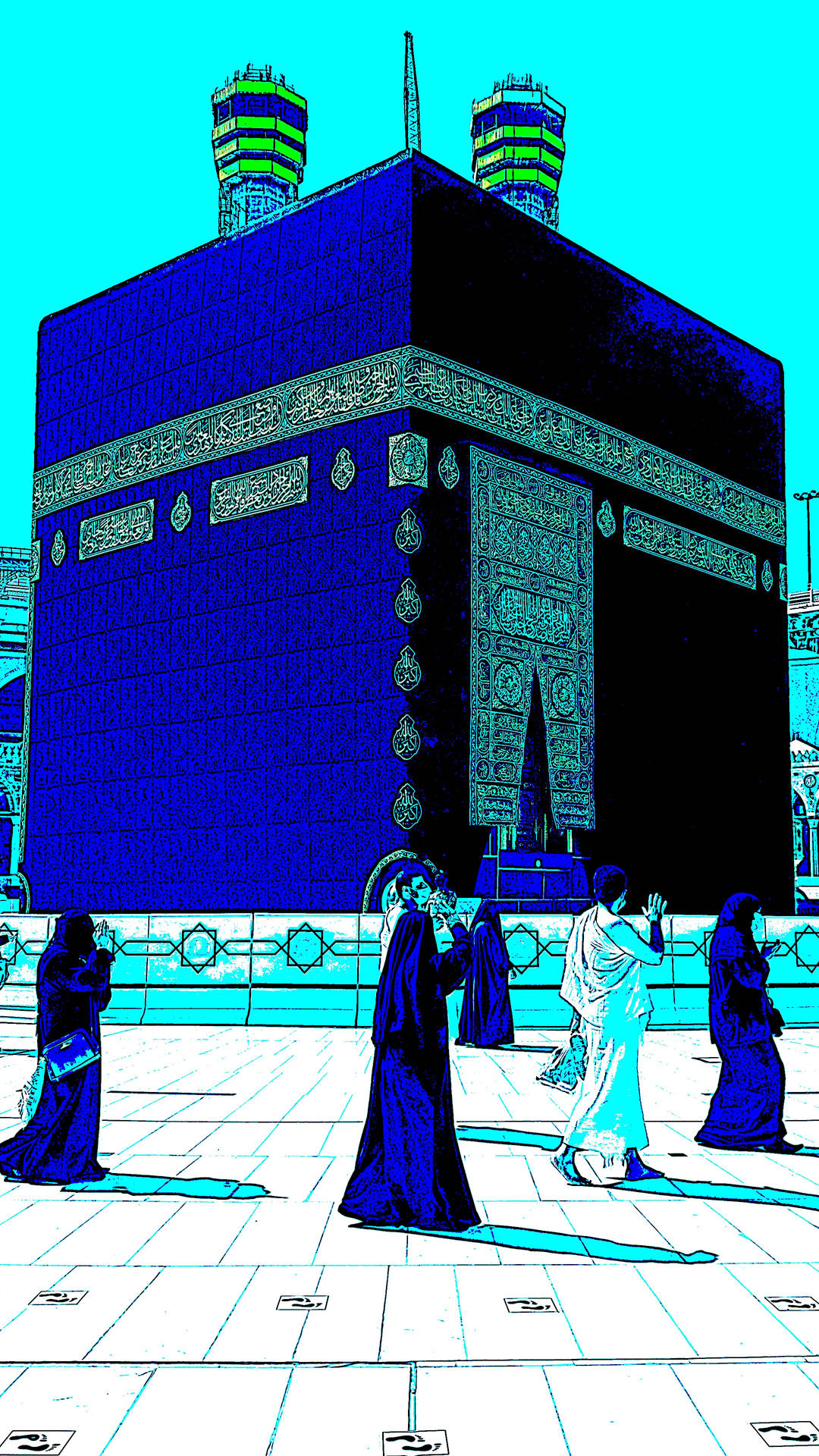 Blue And Cyan Kaaba Art