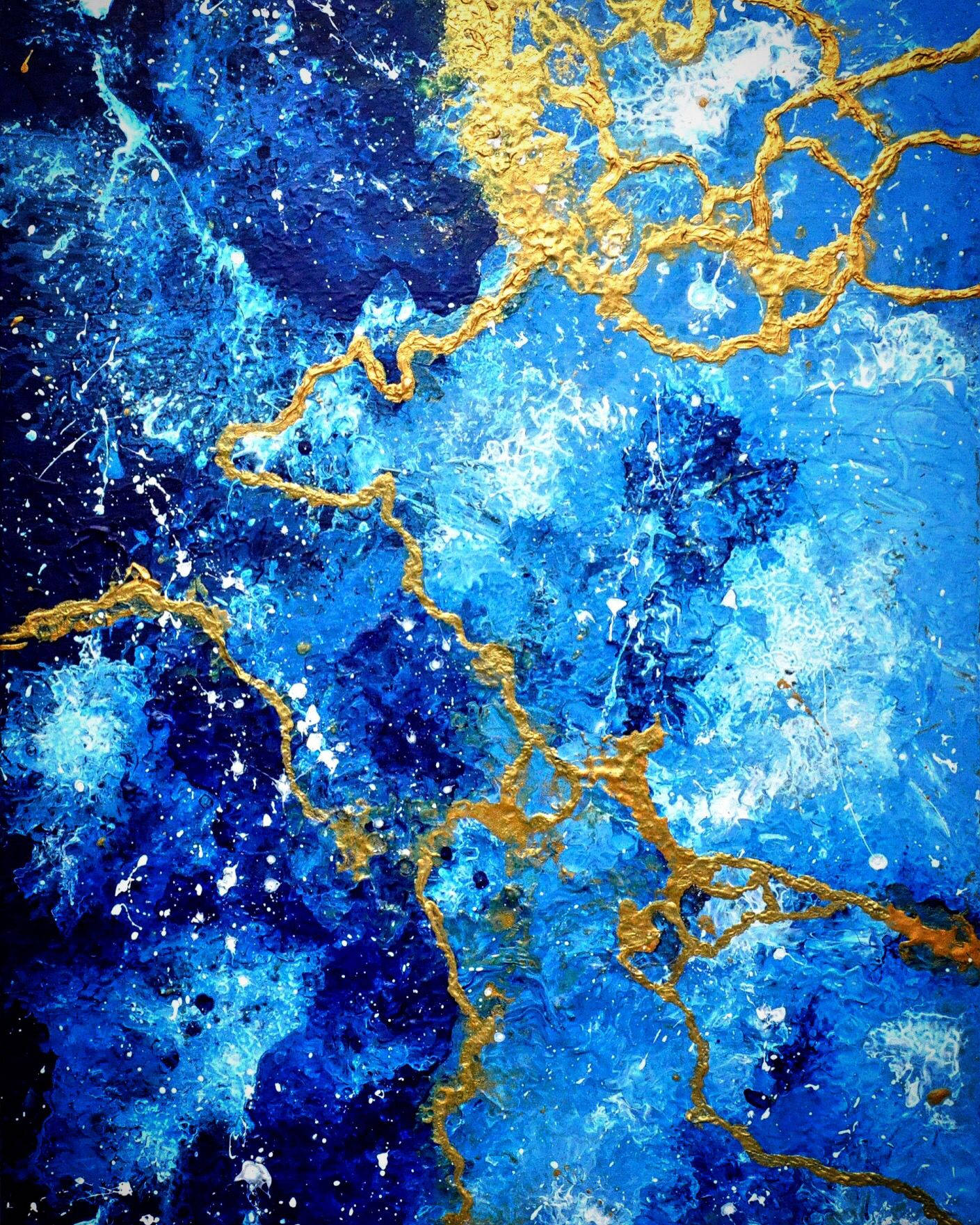 Blue And Gold Abstract Painting