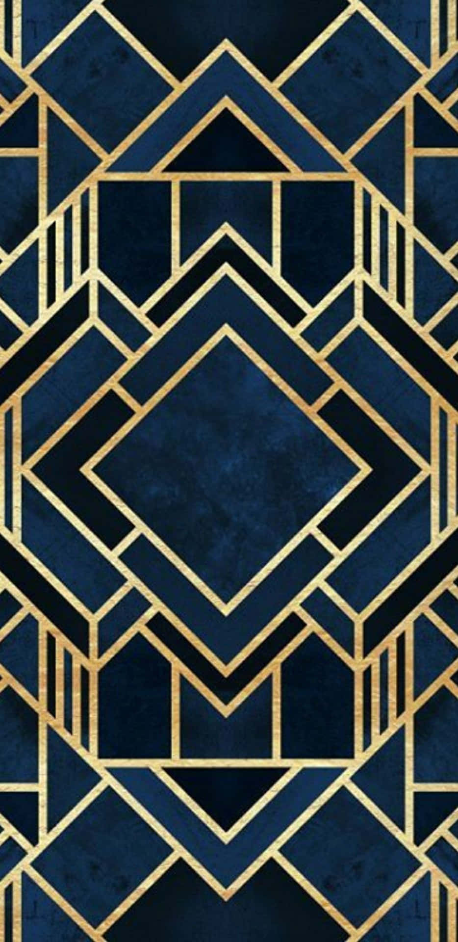 Blue And Gold Art Deco Iphone Background