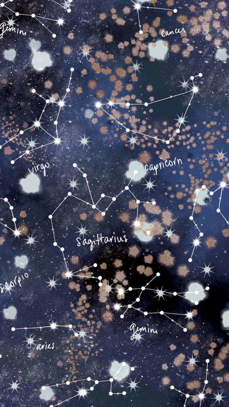 Blue And Gold Astrology Iphone Background