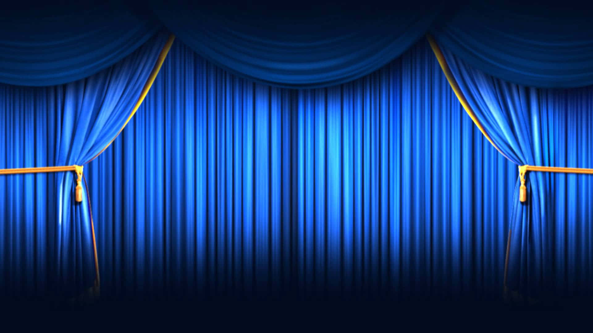 Blue And Gold Curtain Theatre Stage