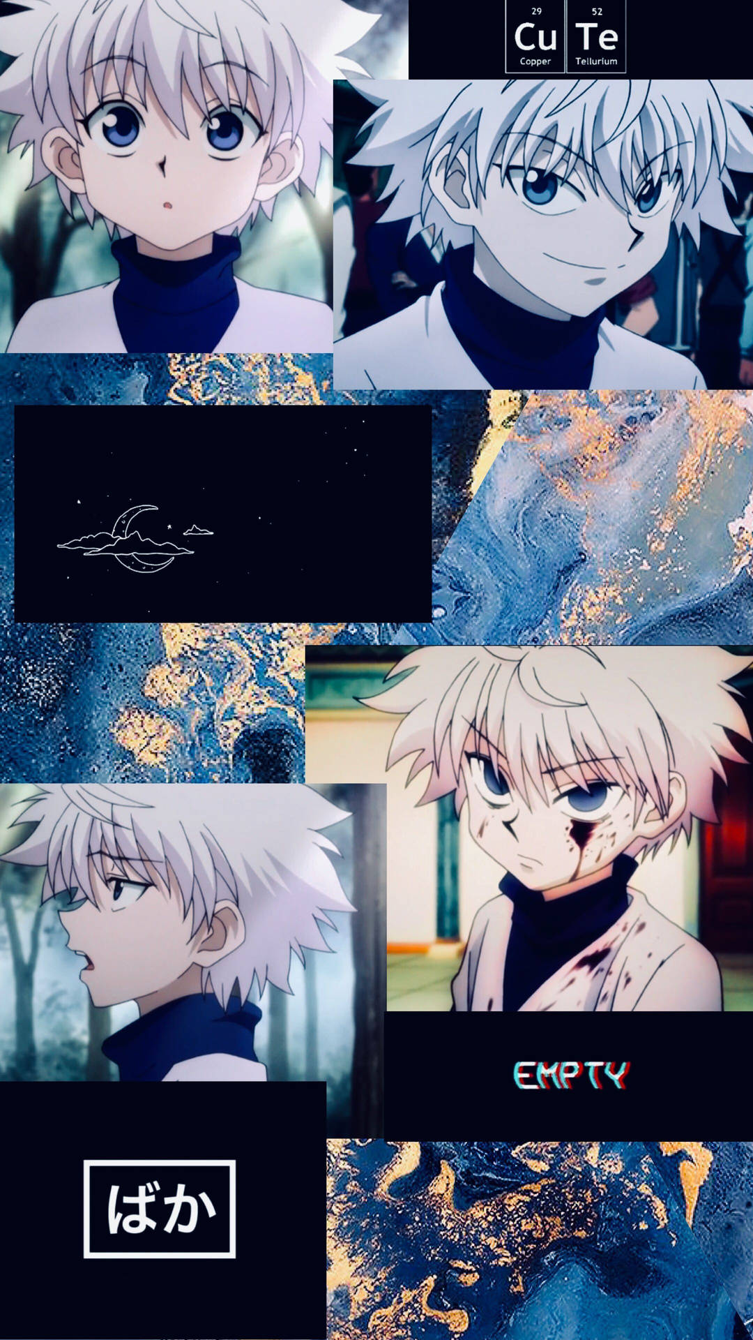 Blue And Gold Cute Killua Aesthetic Background