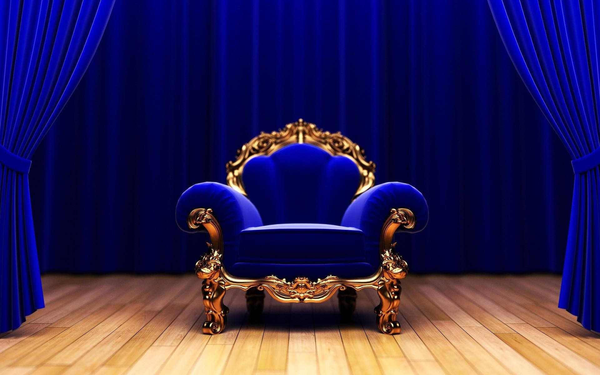 Blue And Gold Fancy Chair Background