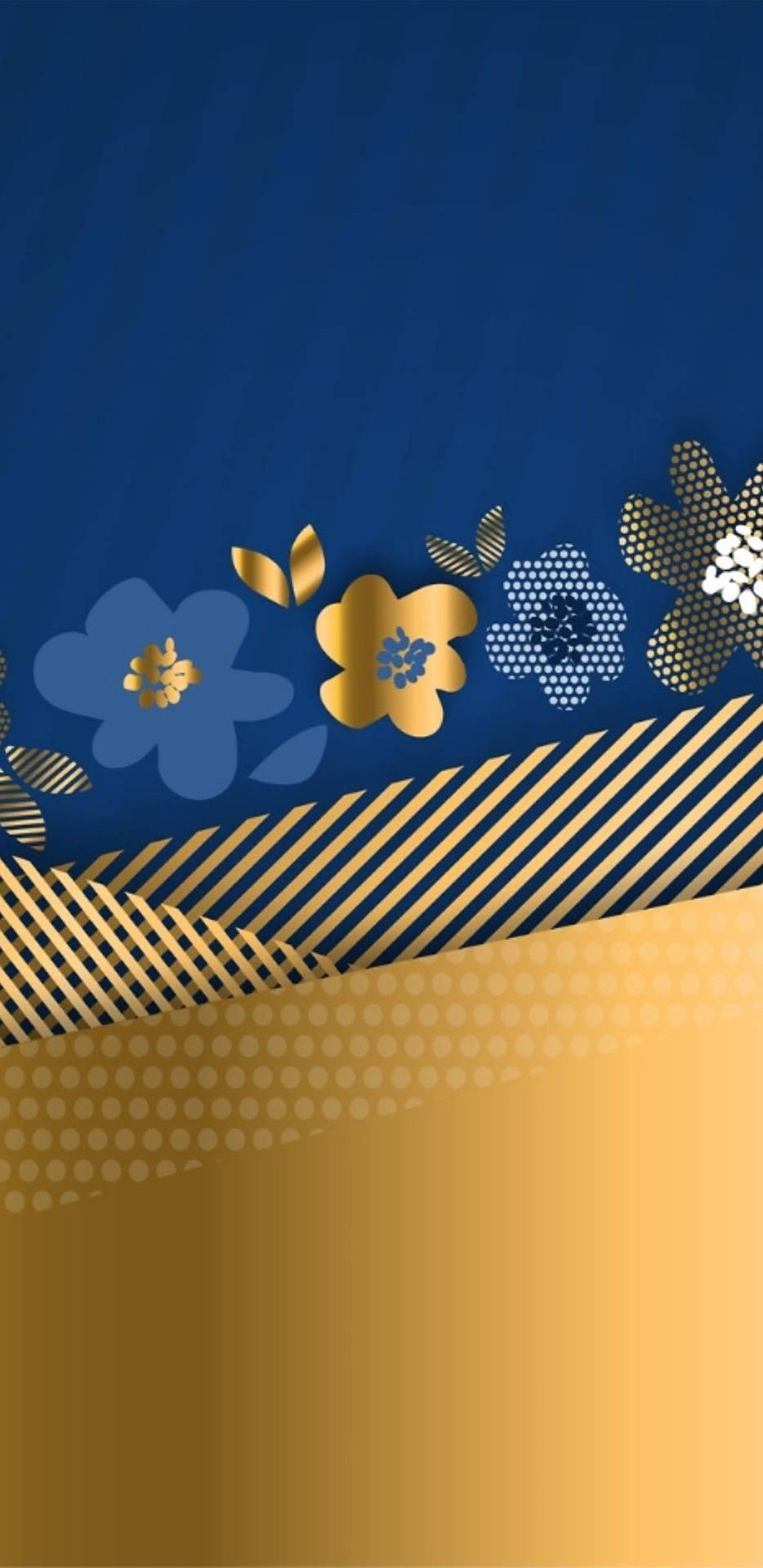Blue And Gold Flowers Background