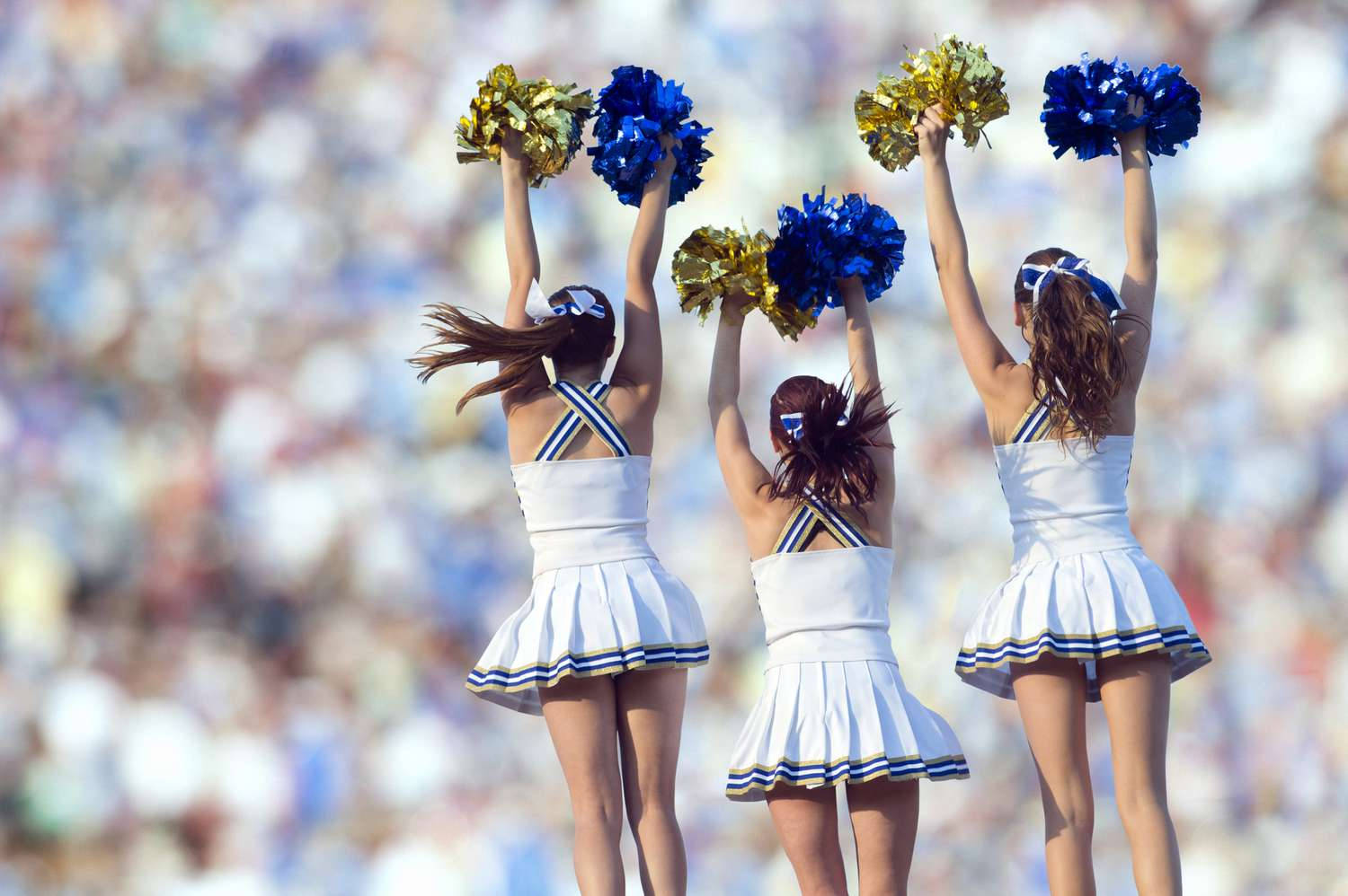 Blue And Gold Pompoms Cheerleading Background