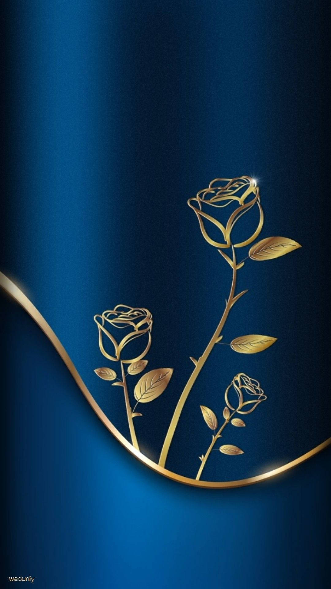Blue And Gold Rose Background