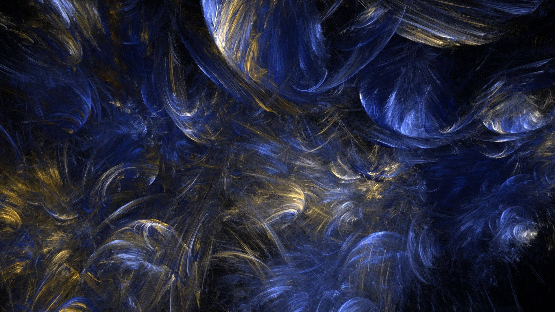 Blue And Gold Wispy Abstract