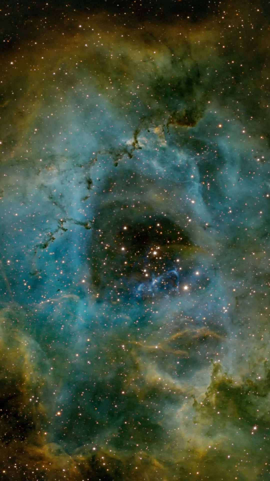 Blue And Green Galaxy Illuminating The Night Sky Background