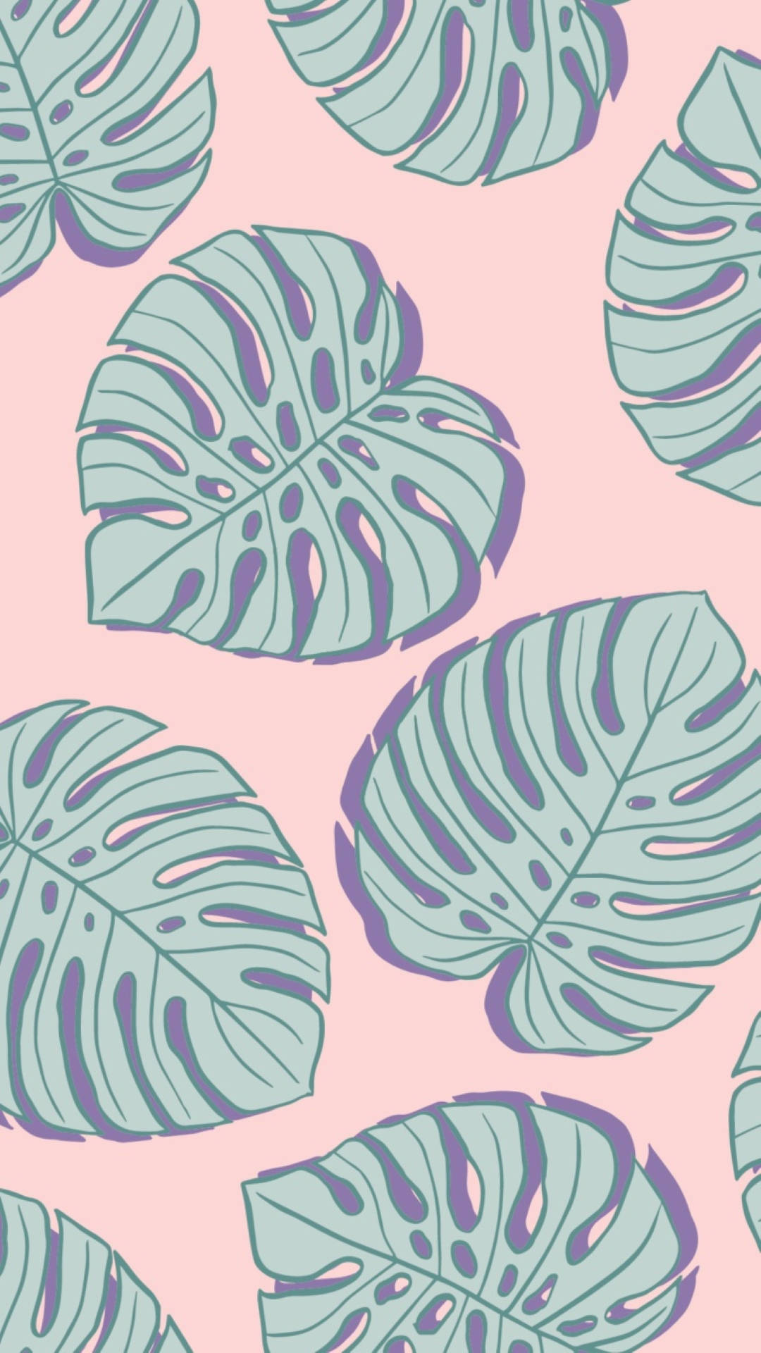 Blue And Lavender Monstera Art Background