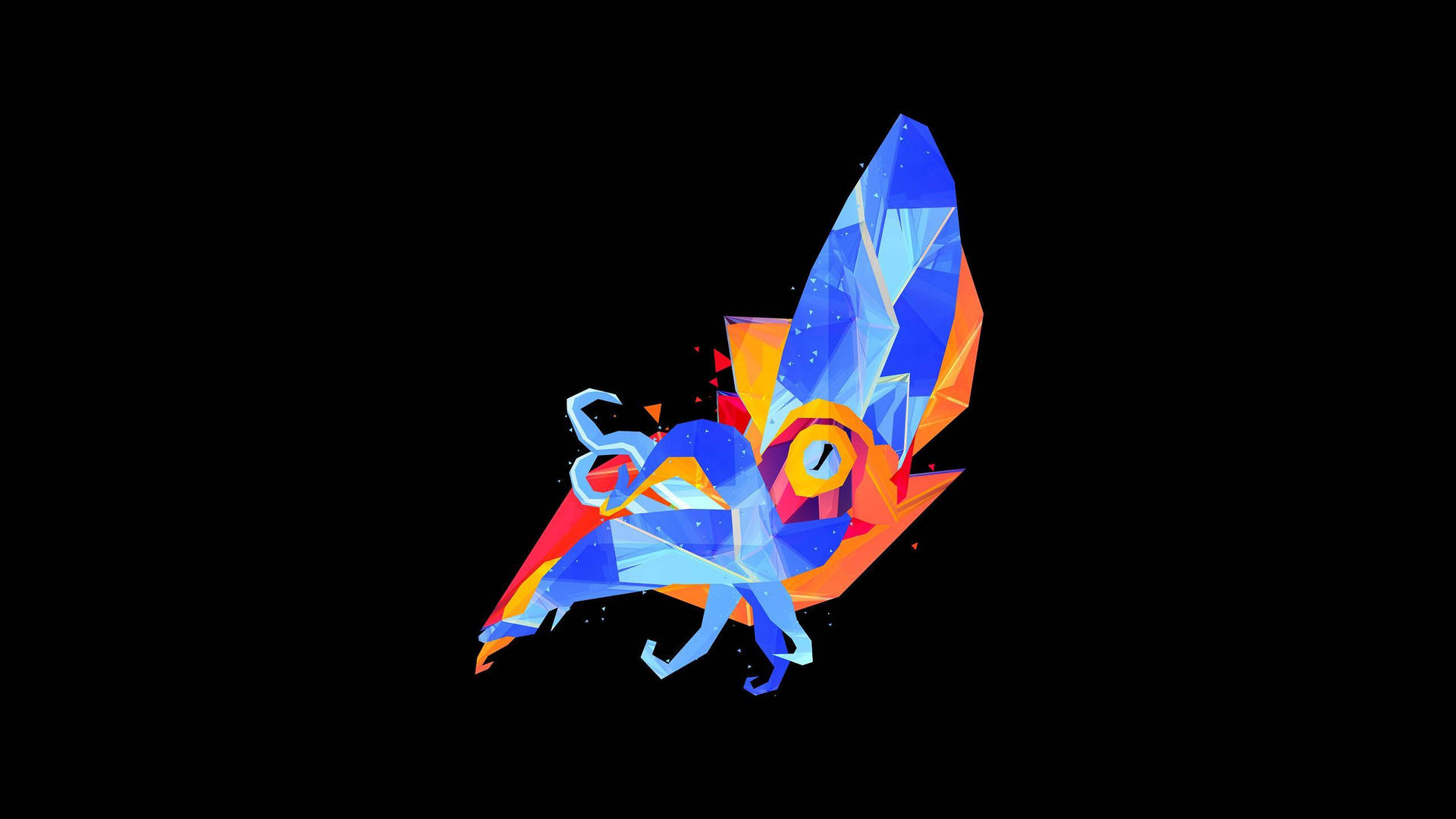 Blue And Orange Calamari Poly Art