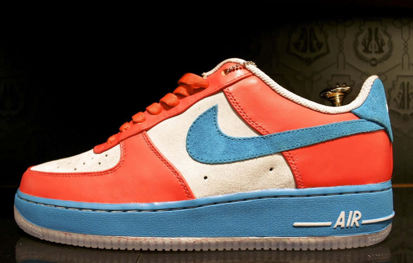 Blue And Orange Nike Af1 Shoe Background