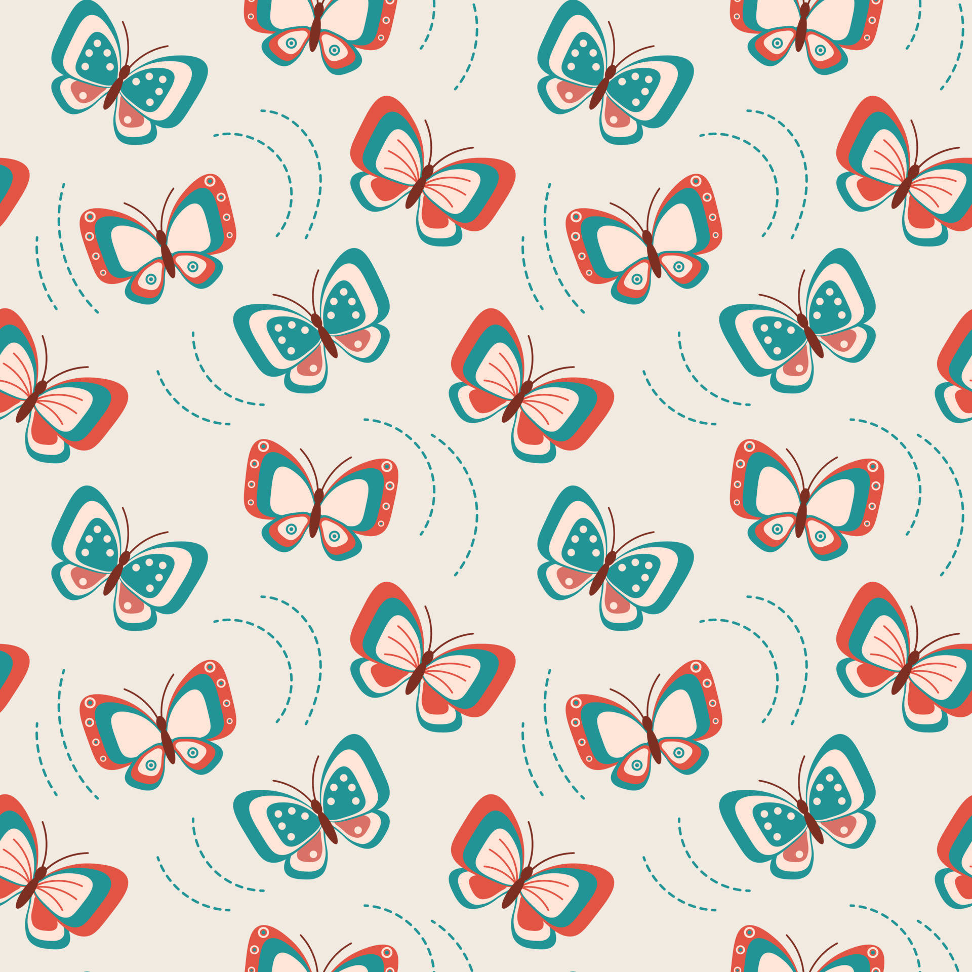 Blue And Orange Pastel Butterflies Background