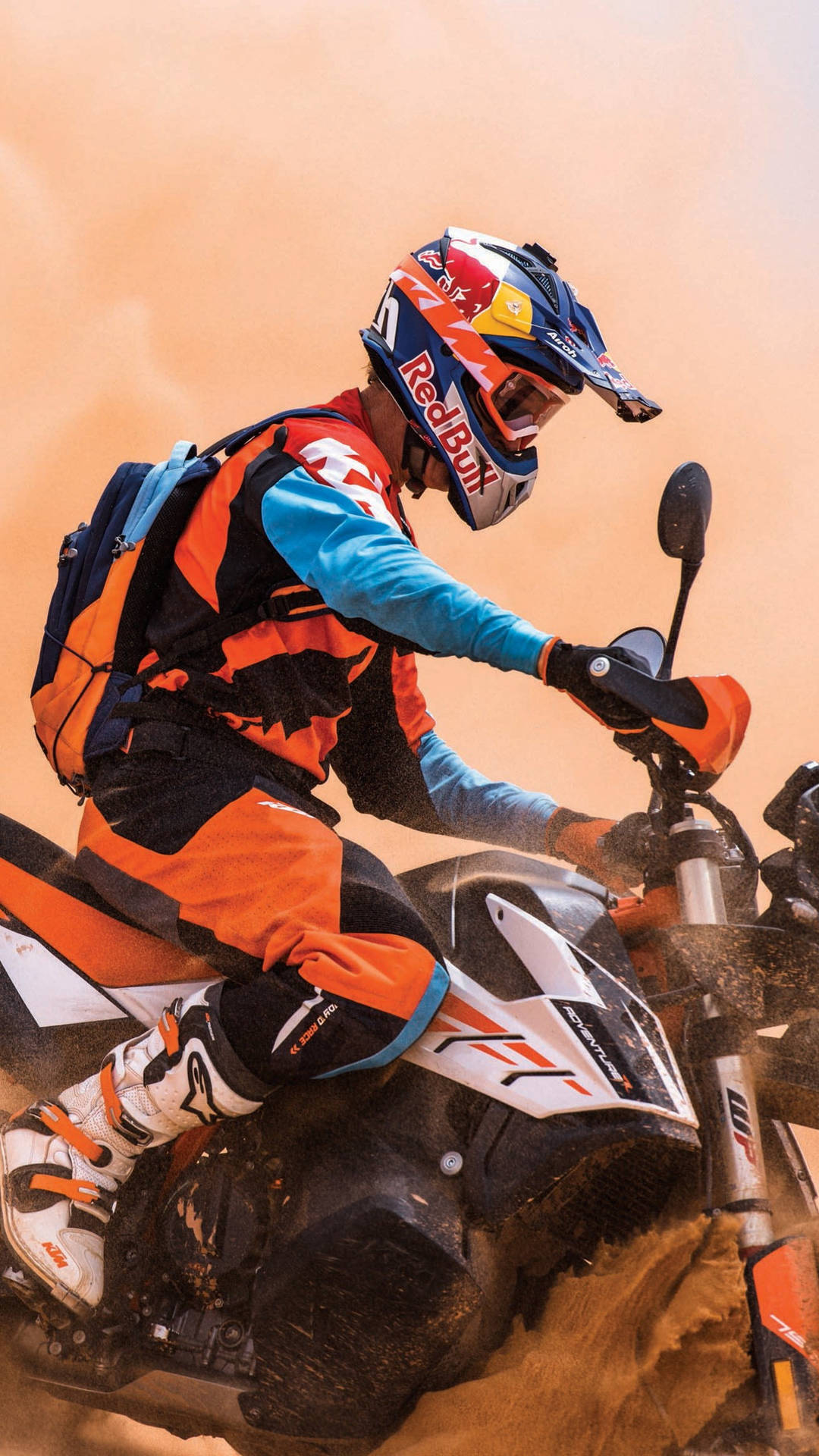 Blue And Orange Rider Ktm Iphone Background