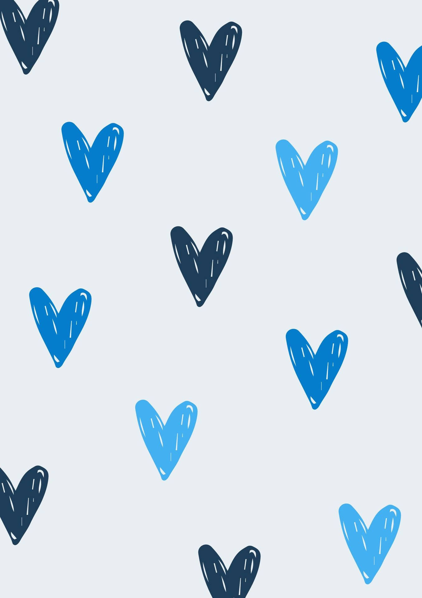 Blue And Pastel Blue Heart Pattern Background