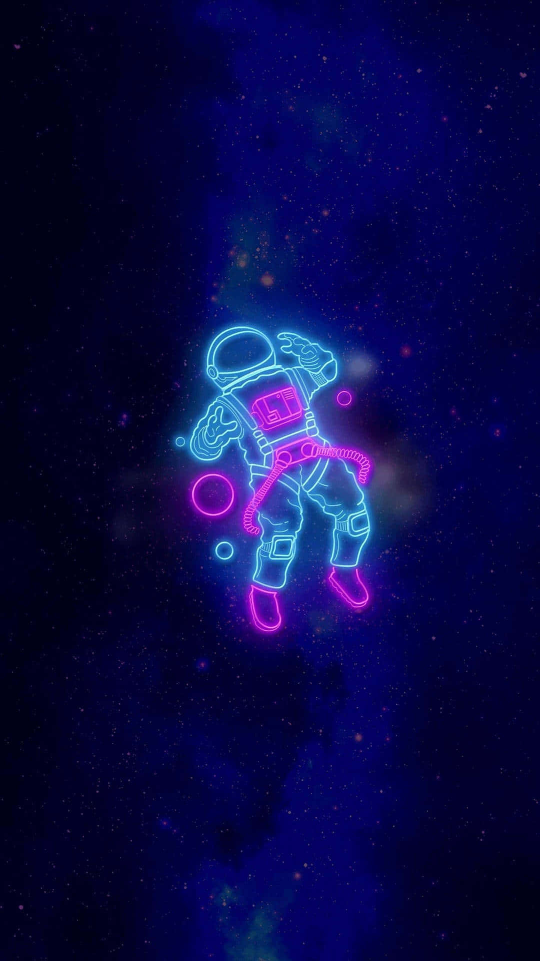 Blue And Pink Aesthetic Neon Astronaut In Space Background