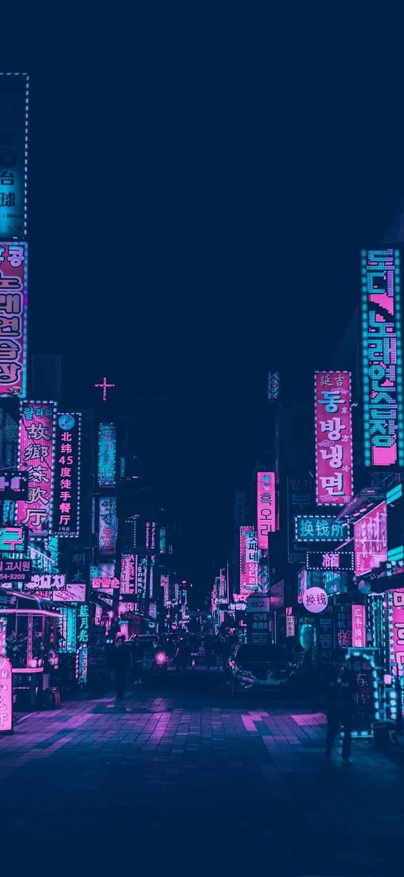 Blue And Pink Aesthetic Neon City Light Background