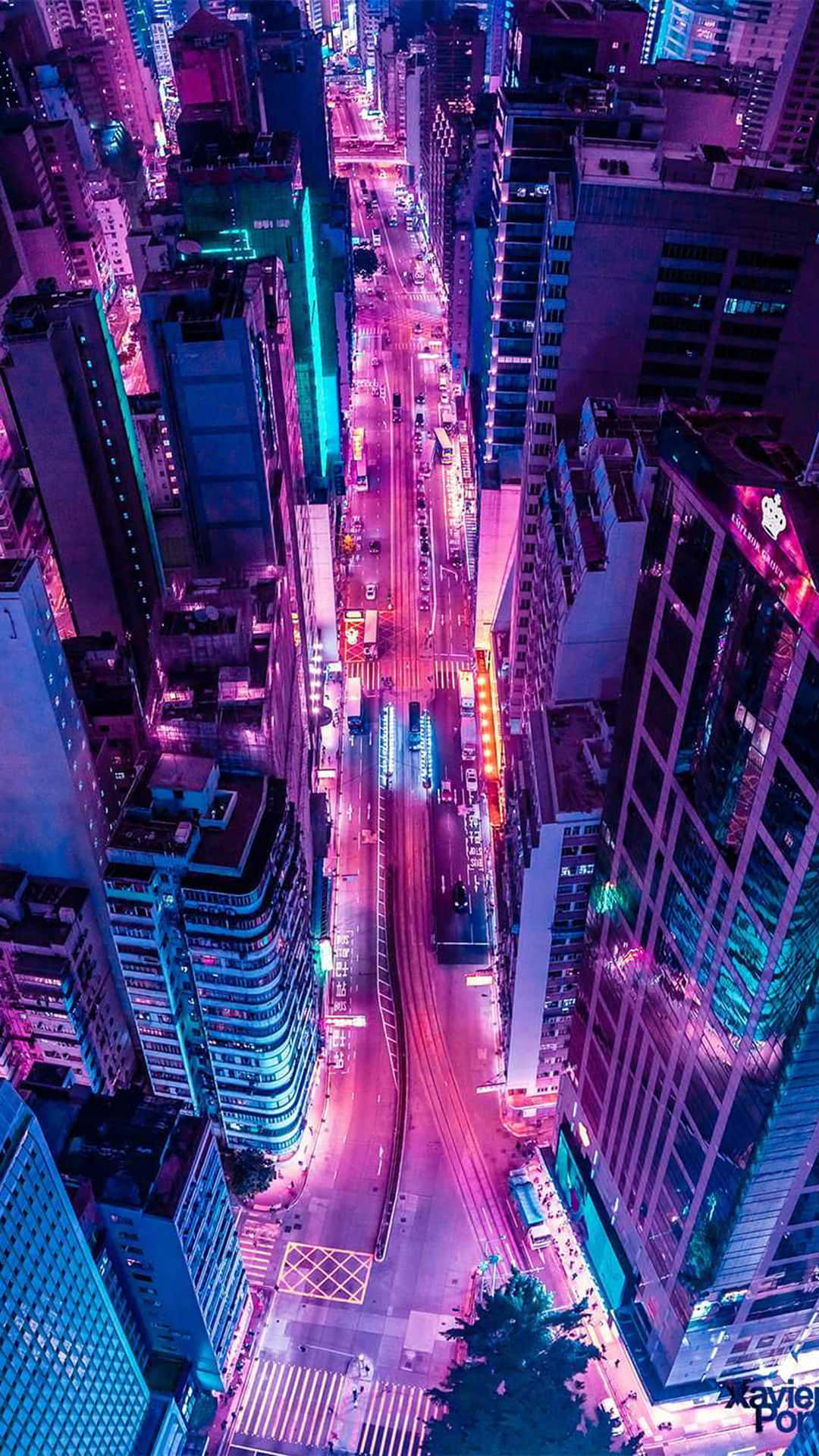 Blue And Pink Aesthetic Neon City Lights Background