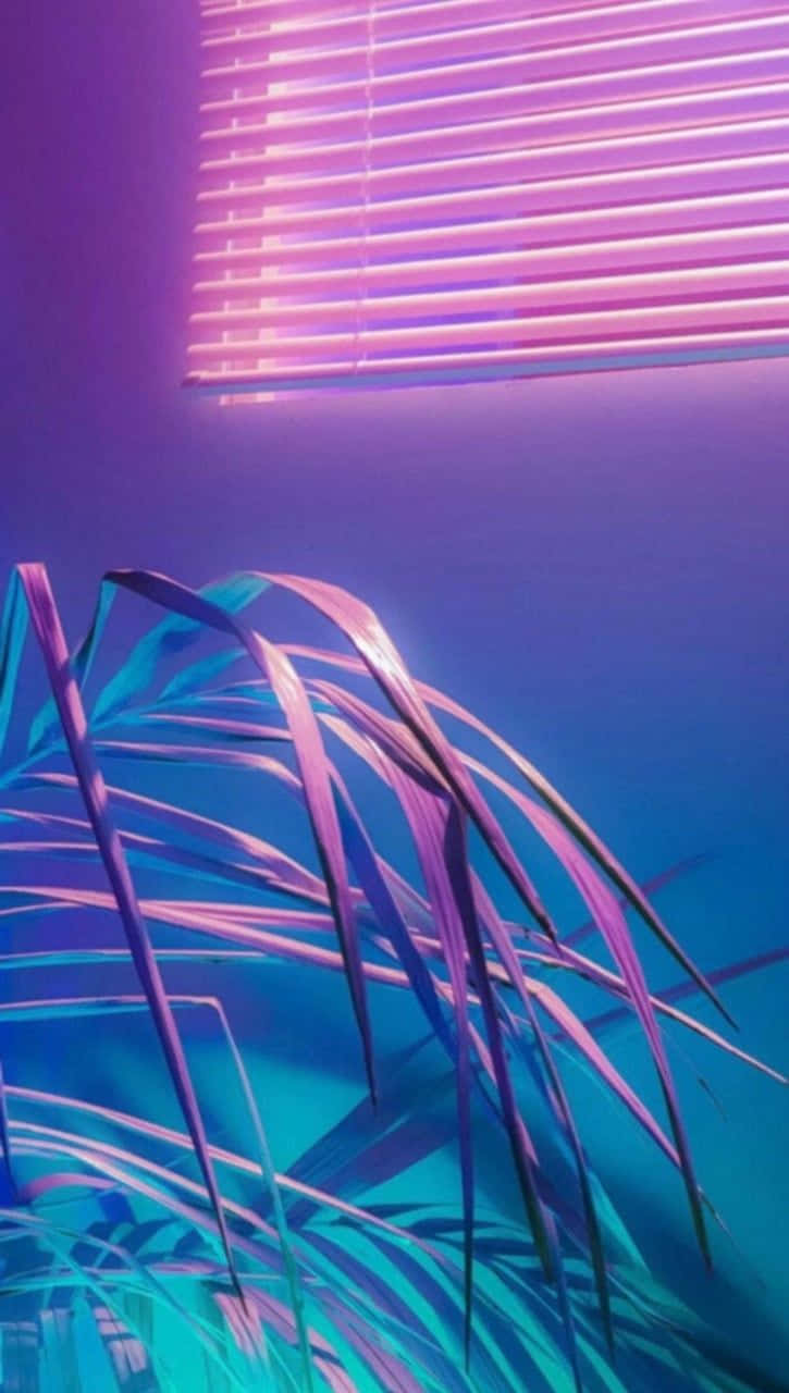 Blue And Pink Aesthetic Neon Lights And Palm Trees