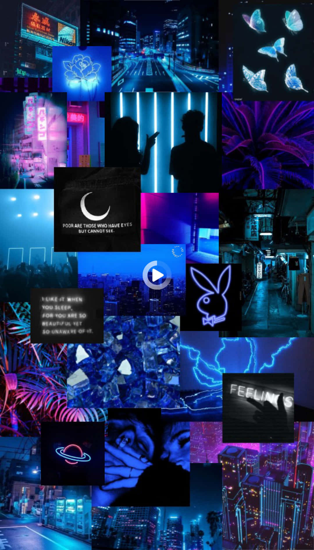 Blue And Pink Aesthetic Neon Lights Assorted Background