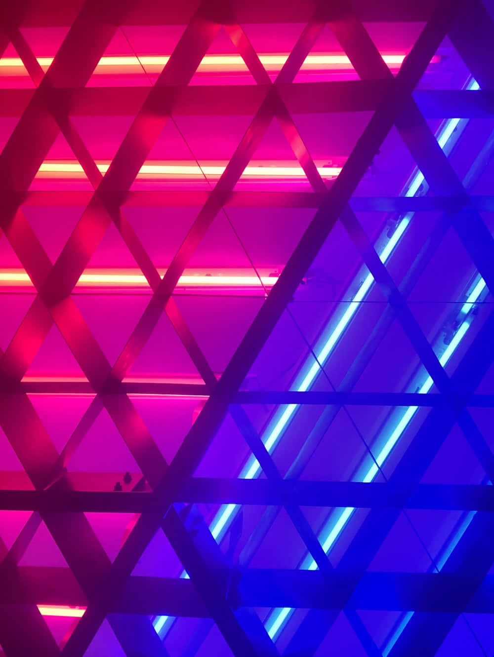 Blue And Pink Aesthetic Neon Lights In Dark Room Background