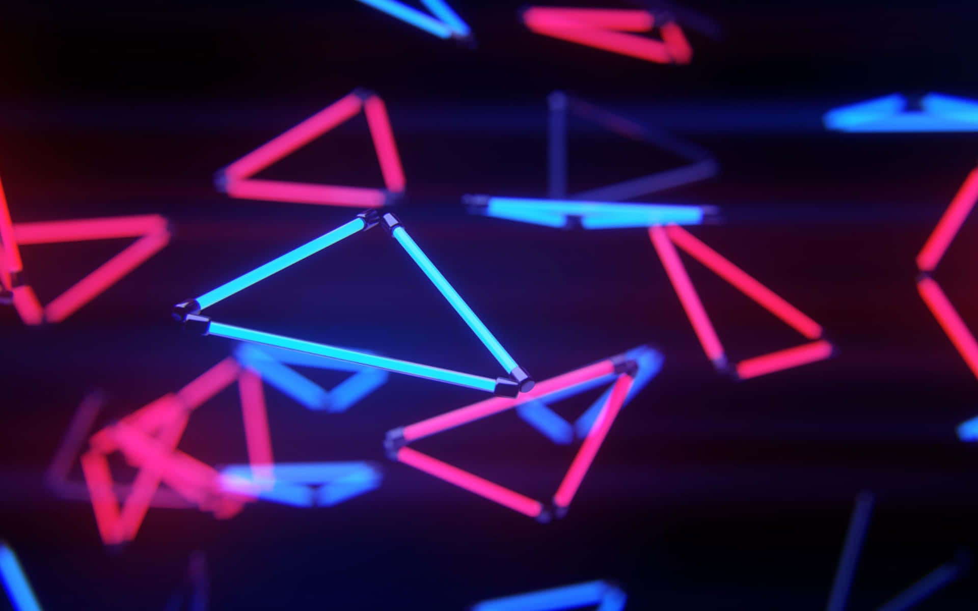 Blue And Pink Aesthetic Neon Triangles Flying