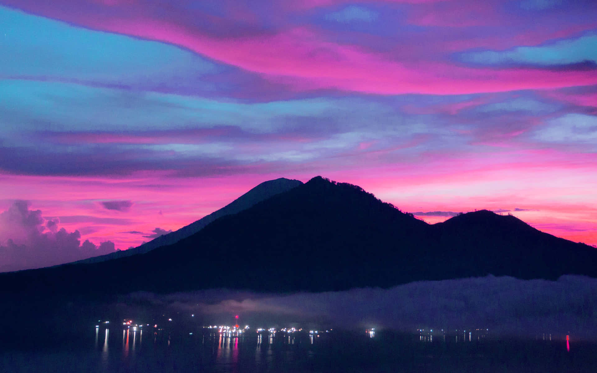 Blue And Pink Mountains Sunset