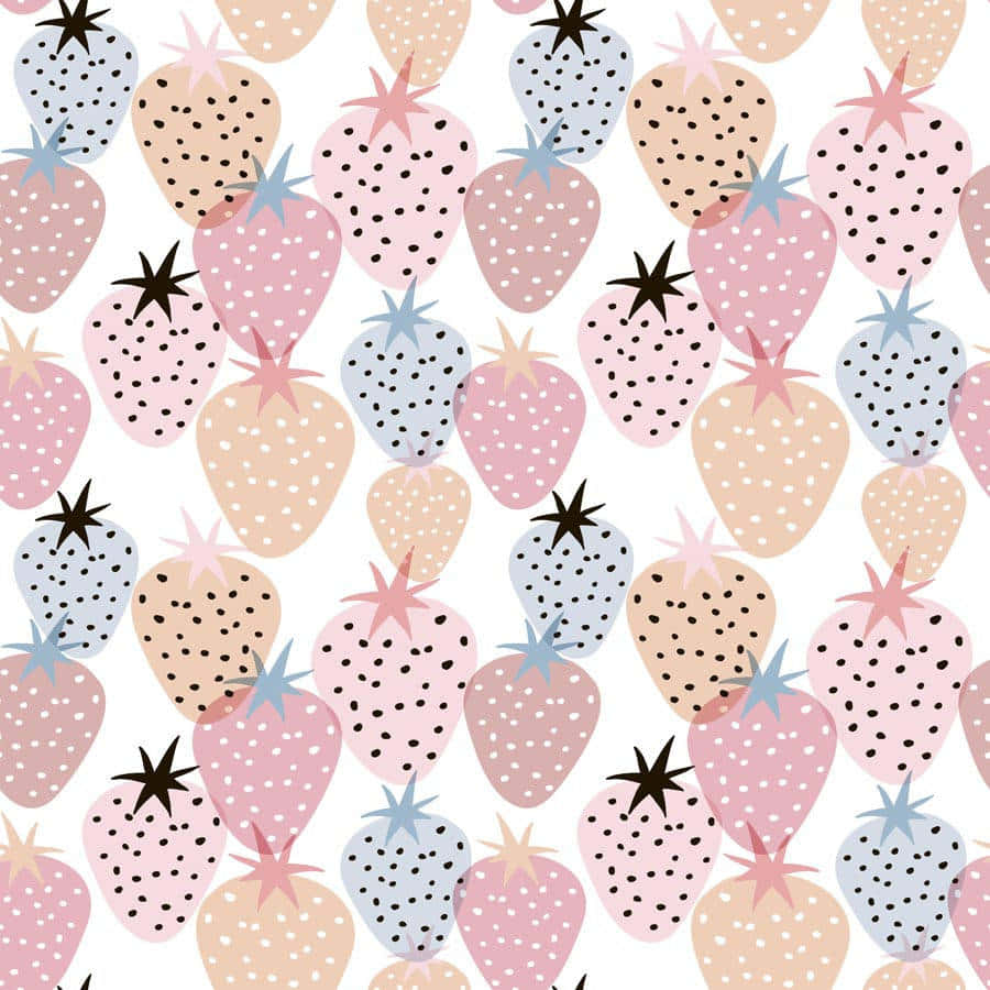 Blue And Pink Pastel Cute Strawberry