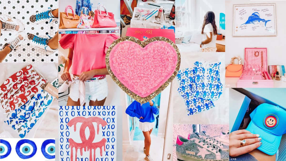 Blue And Pink Preppy Desktop