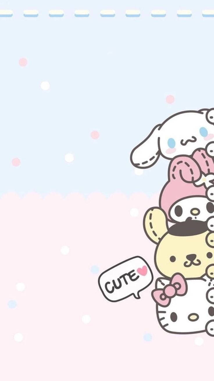 Blue And Pink Sanrio Characters Background