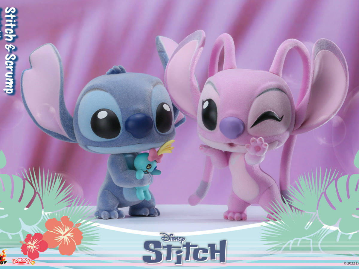 Blue And Pink Stitch Action Figures Background