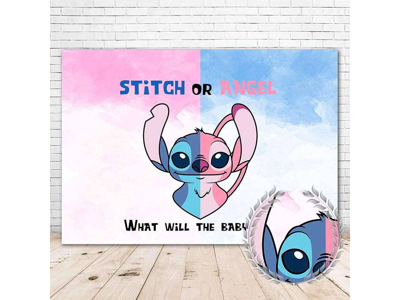 Blue And Pink Stitch Gender Reveal Background