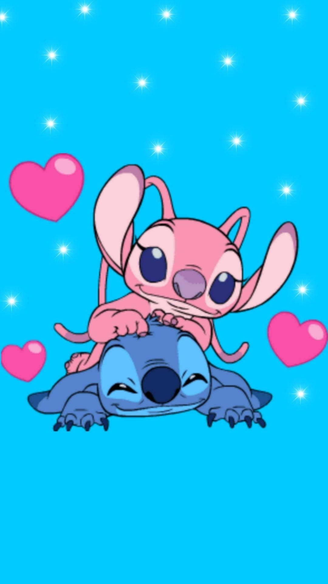 Blue And Pink Stitch Love Background