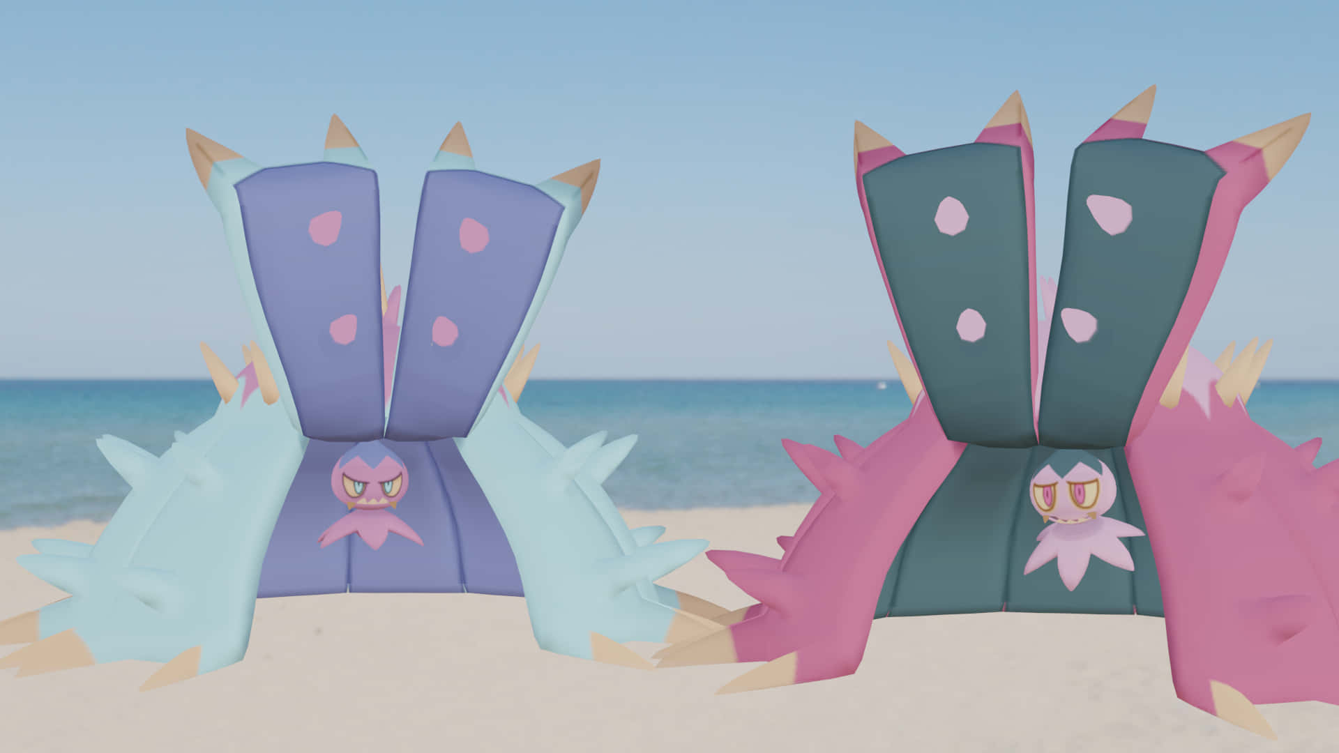 Blue And Pink Toxapex Background