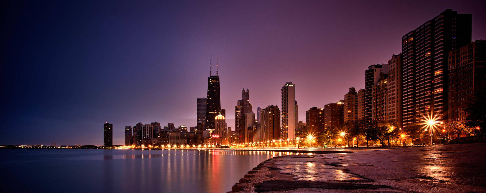 Blue And Purple Chicago Skyline Background