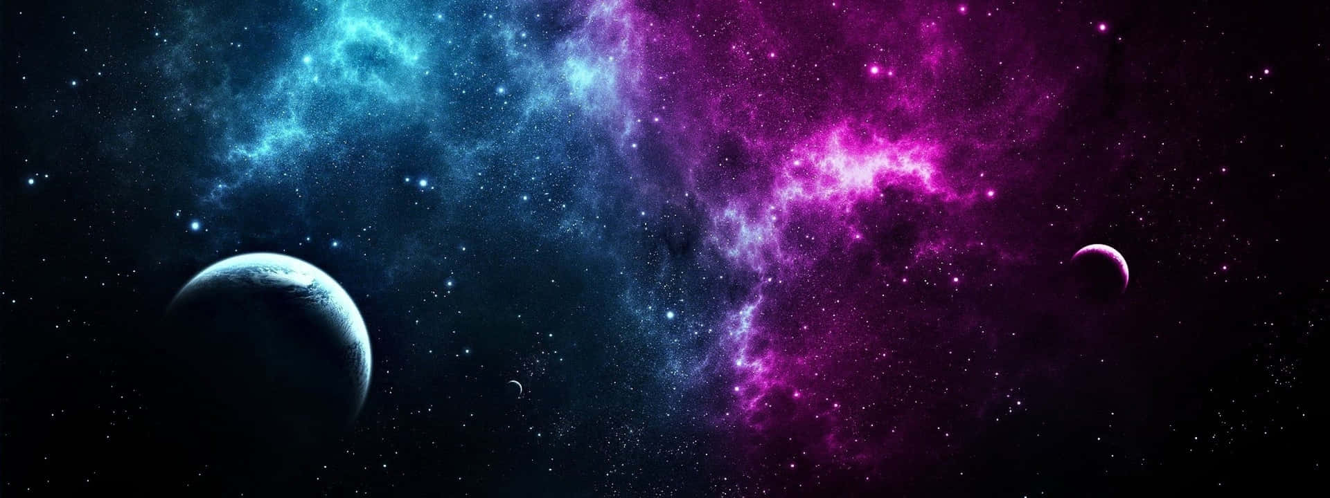 Blue And Purple Dual Screen Space Background