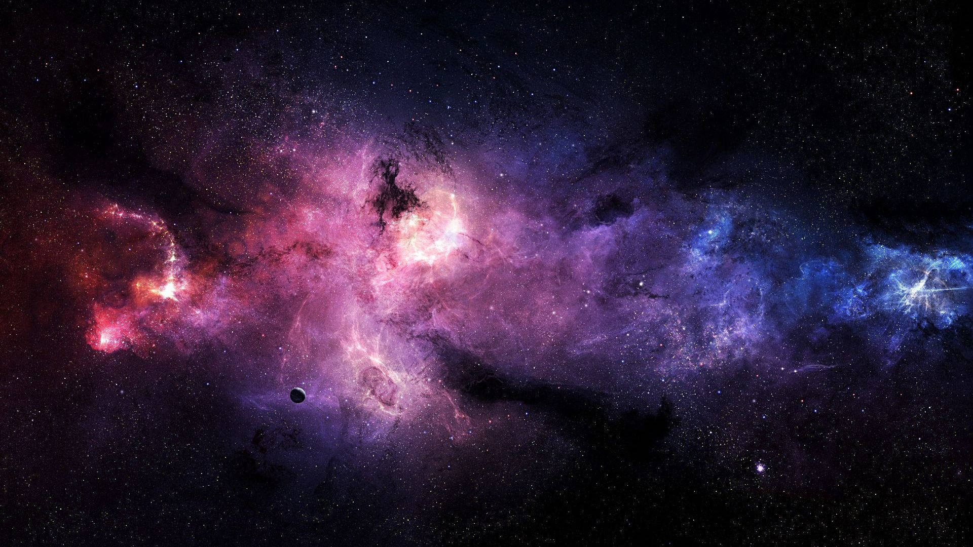 Blue And Purple Galaxy In Space Background